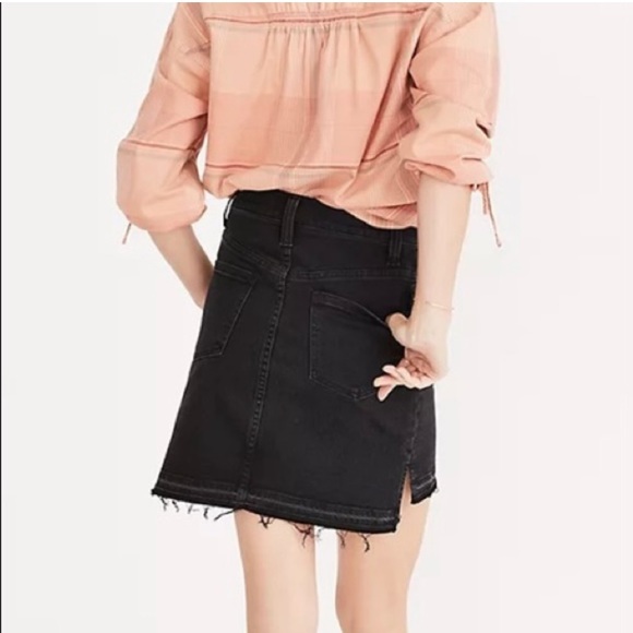 Madewell Step-Hem Jean Skirt in Washed Black - Picture 2 of 7